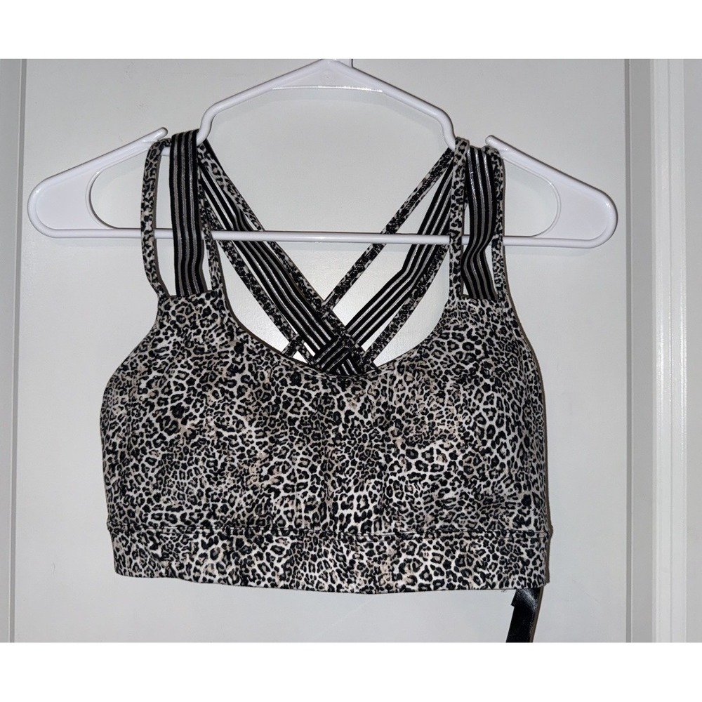 Victoria Secret Lightweight Sport‎ Bra Size Small WIre Free Crossback Leopard